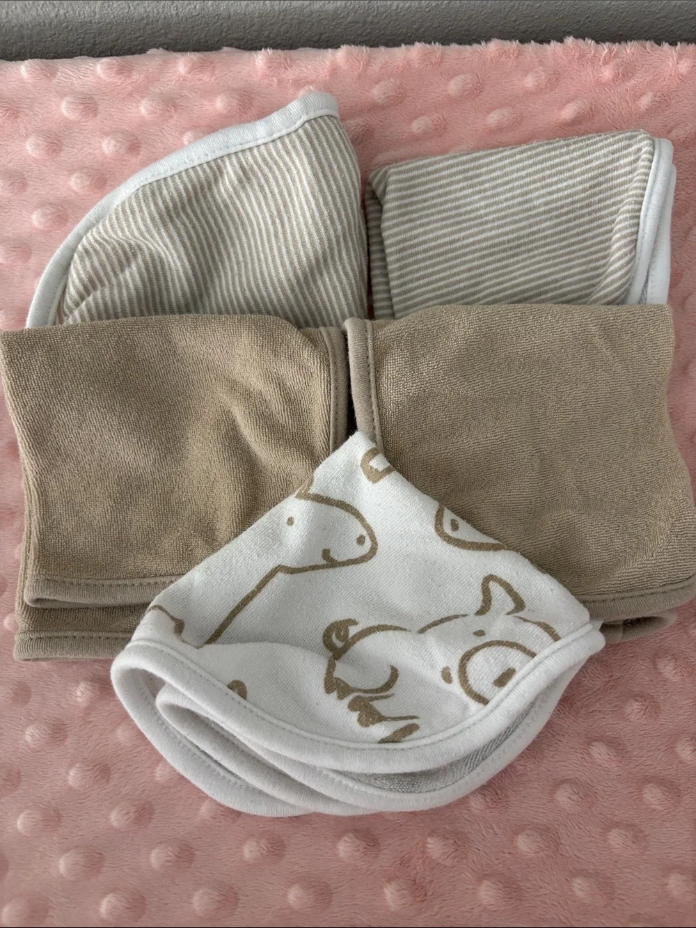 Carter's Neutral Tan & White Baby Washcloths